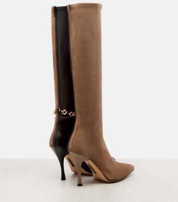 Loewe New Comic leather and suede knee-high boots