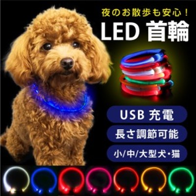 犬 首輪 光る 光る首輪 カラー ペット 猫 LED ライト リード 光 点灯