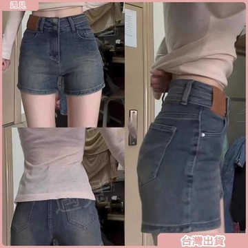 限時特價💕復古高腰牛仔短褲女夏季2026新款直筒顯瘦修身彈力大碼胖mm熱褲子