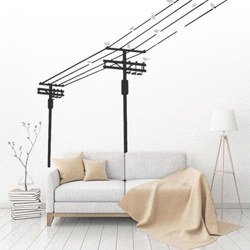 電線桿牆壁貼紙 街景 壁貼紙 宜家寶 壁紙 盆栽 電視牆 壁飾 壁貼 牆貼 DIY 裝飾 裝潢【Q014】
