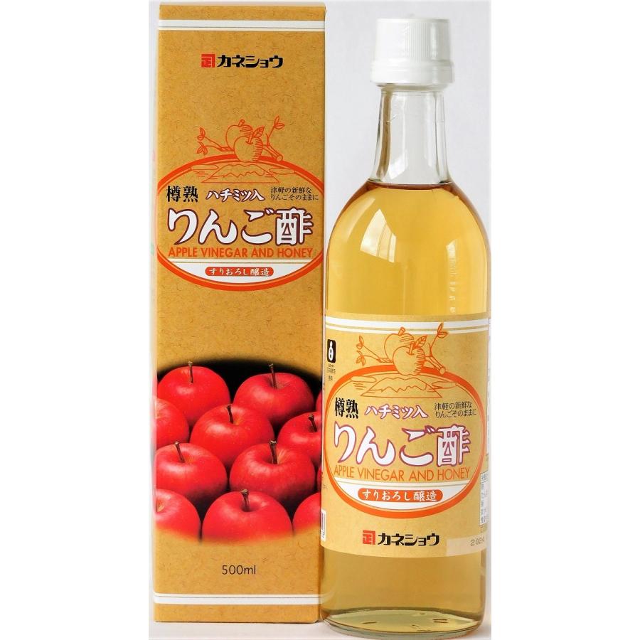 期間限定送料無料】 津軽のフルーツビネガーりんご酢 500mL カネショウ：青森県産リンゴ果汁 ハチミツ入りでとっても飲みやすい 飲むりんご酢 