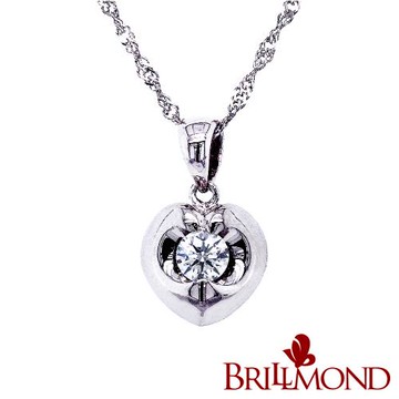 【BRILLMOND】30分 天然鑽石 925銀 冰鑽墜 愛心型