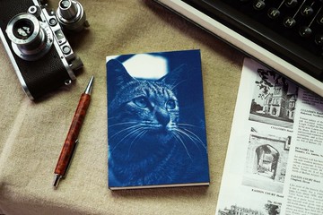 手工藍曬筆記本 - 貓系列 - 遠眺