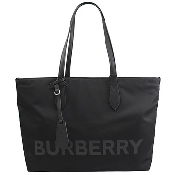 BURBERRY 8052864 燙印LOGO尼龍肩背托特包.深藍 中