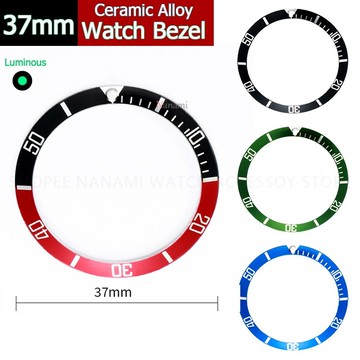 37 毫米鋁陶瓷表圈插入環錶殼合金插入環坡度適用於勞力士GMT潛水水鬼手錶零件配件夜光