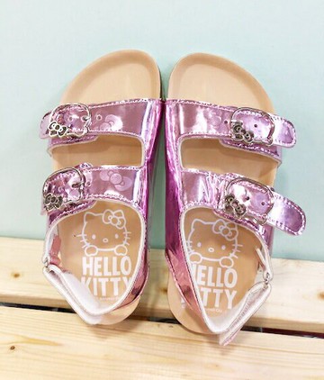 【震撼精品百貨】Hello Kitty 凱蒂貓 台灣製Hello kitty正版兒童勃肯涼鞋-亮面粉(15 23號) 震撼日式精品百貨