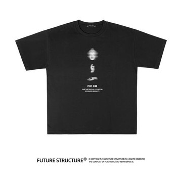 未來結構280g重磅短袖小眾設計佛系印花T恤國潮寬松情侶tee