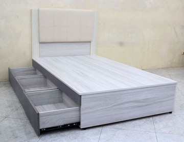 【歐風別館】甜心3.5尺單人雪松色貓抓皮加高床頭片+抽屜床底【基隆至台中免運費】