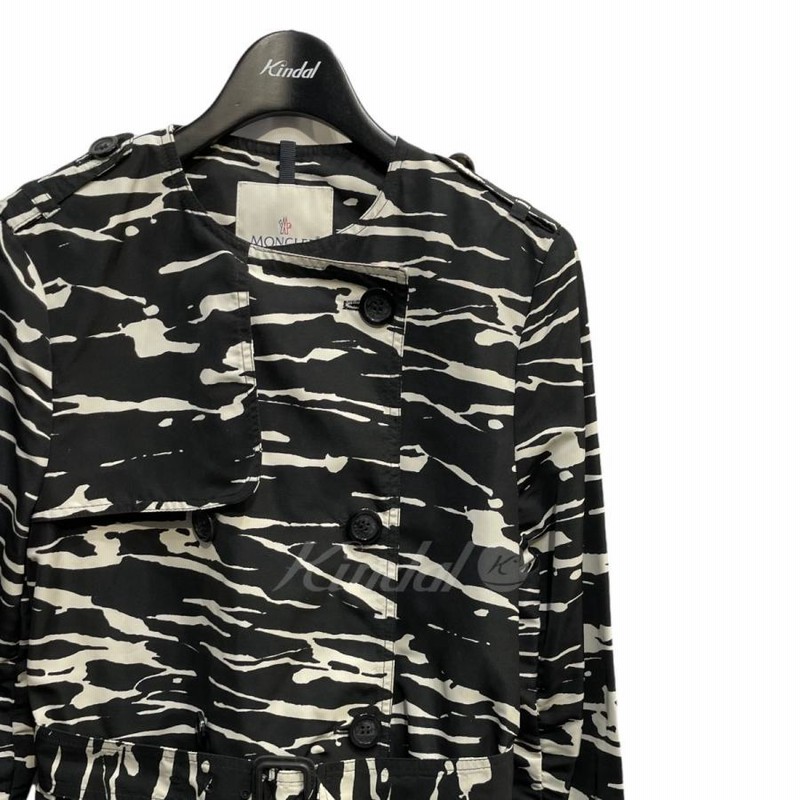 MONCLER PETRA GIUBBOTTO 総柄コート ブラック×ホワイト サイズ  