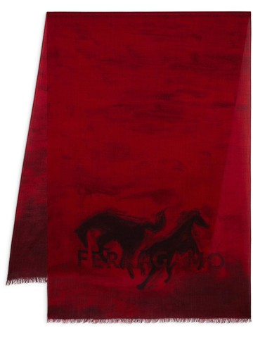 Ferragamo - horse-print wool stole - men - Wool - One Size - Red