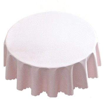圓桌北歐純色防水防油桌布巾 混紡棉麻圓形餐桌布  嫩粉波浪邊  120cm  1個