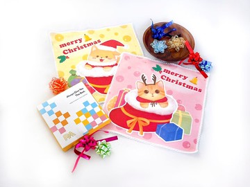 【聖誕禮盒組】送禮首選::質感聖誕系列小方巾2條入-狗狗+貓貓