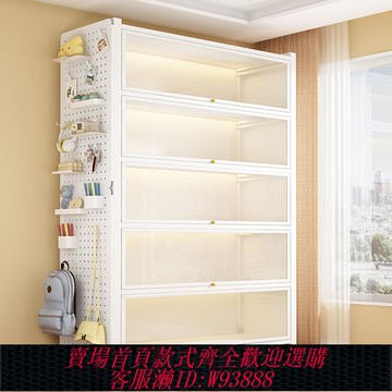 {臺灣公司貨 可打統編}鋼制書架帶玻璃門書柜防塵手辦展示柜家用落地鐵皮收納柜儲物柜子