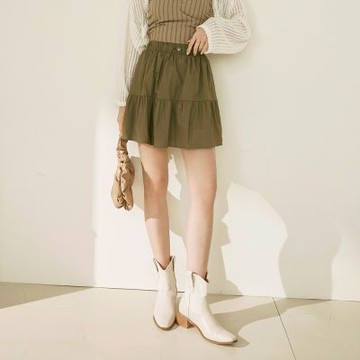 OB嚴選中大尺碼-親膚棉質鬆緊腰彈性釦繩蛋糕裙《CA2950》