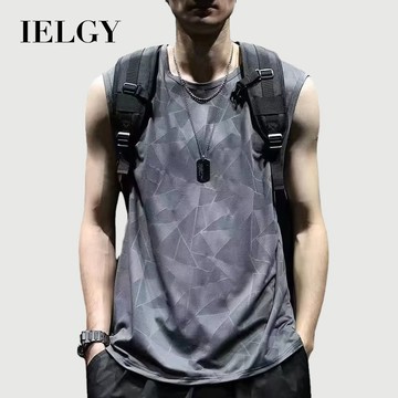 IELGY 百搭冰絲背心圓領男士新款青年流行上衣