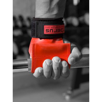 Cerberus橡膠加長健身硬拉護掌助力帶護腕男士力量訓練防滑握力帶