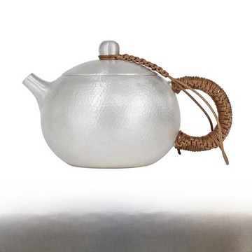 純銀999泡茶壺 足銀純手工一張打銀壺錘紋西施 總重232克 約230ml