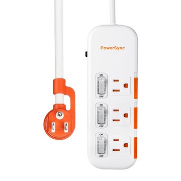 PowerSync 群加 3開3插滑蓋防塵防雷擊延長用電源線組 3孔 TS3DB327 19 x 6.5 x 3.2cm 525g  2.7m  白色  1條