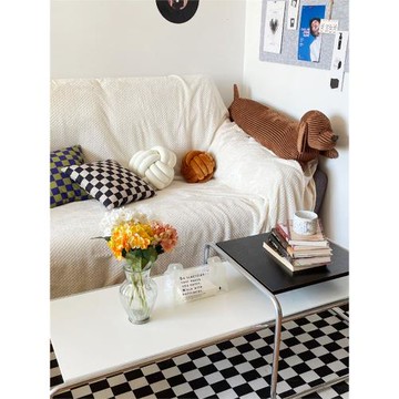 南島寶社[不怕貓抓]多尺寸軟奶白ins風奶白純色防塵沙發罩蓋布毯