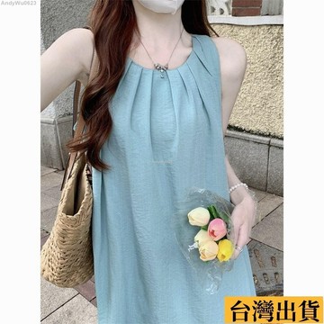 🌈台倉出庫🌈 渡假風法式氣質裙子海邊度假連衣裙女夏季小眾設計感 大尺碼 孕婦洋裝 棉麻連身裙 寬鬆無袖背心裙a字長裙