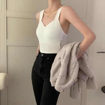 背心 大U 美背 長款 無鋼圈 螺紋 裹胸 抹胸 運動 打底 外穿 學生 少女 透氣 舒適 帶胸墊 內衣 上衣 vkii