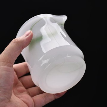 琉璃白玉加厚公道杯茶濾一體分茶器公杯陶瓷茶具茶漏套裝網紅新款