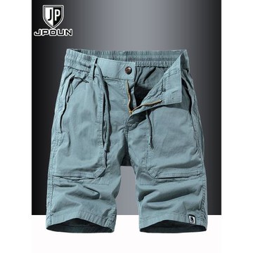 大口袋男士工裝短褲夏季寬松直筒休閑純棉五分褲潮流薄款運動中褲