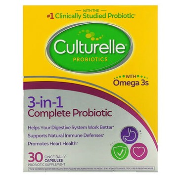 Culturelle, 益生菌，含歐米伽 3 的 3 合 1 完整益生菌，30 粒每日一粒膠囊