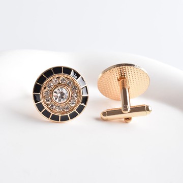 台灣現貨 新款奧地利水晶袖扣 鑲鑽袖釘法式袖扣 金色