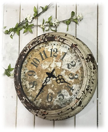 法式鐵質重度做舊掛鐘 墻飾 懷舊風格1入