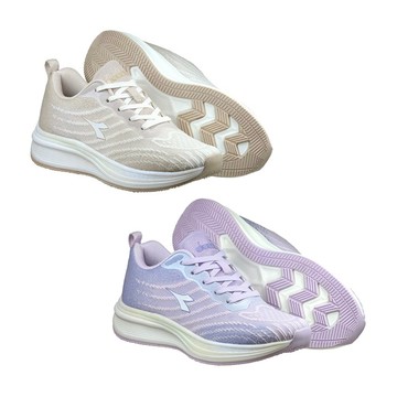 DIADORA迪亞多那 輕量輕步慢跑鞋 女運動鞋 女鞋 飛織 透氣 輕盈 彈性 吸衝 吸震 減壓 耐磨 抓地 卡其 紫