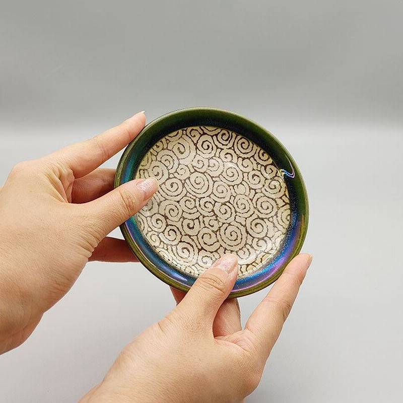 萌えみどり GY 四寸丸皿 12cm 日本製 国産 瀬戸焼 和食器 陶磁器