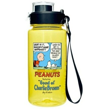 小禮堂 Snoopy 直飲式塑膠水壺 640ml (黃漫畫款)