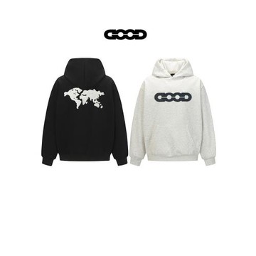 李明德同款GOOD地球提花毛巾繡衛衣男女寬松美式潮牌連帽加絨外套