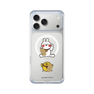 iPhone 17 Pro Max ClearX (MagSafe 兼容) 冰透藍 - 懶散兔與啾先生 Lazy Rabbit and Mr.Chu - 好運都來