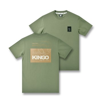 KINGO男款｜軍綠色印花T恤 411124