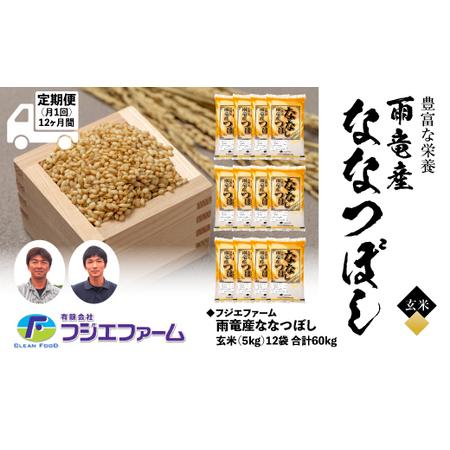 ふるさと納税 フジエファーム雨竜産ななつぼし玄米5kg 定期便！毎月1回・計12回お届け 北海道雨竜町