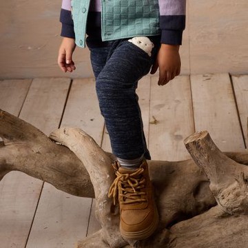 PIPPY可愛窺看小熊鬆緊長褲 藍-100