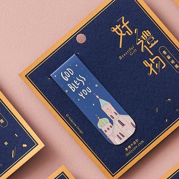 繽紛系列書籤磁鐵-God bless you (藍底)