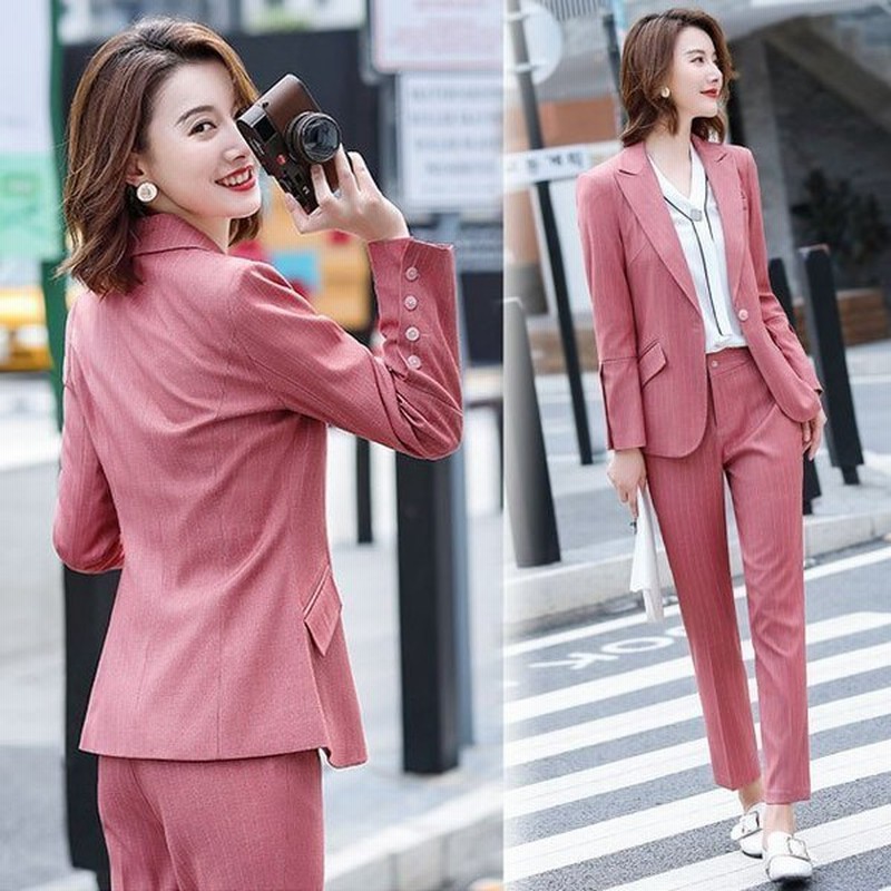 ストライプスーツ レディース グレー 通勤 Ol パンツスーツ 春 夏 秋 スーツ 大きいサイズ 2点セット セレモニースーツ ピンク 通販 Lineポイント最大get Lineショッピング