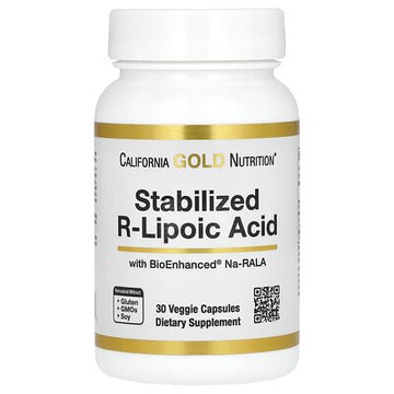California Gold Nutrition, 含生物維生素的穩定 R-硫辛酸素食膠囊，30 粒
