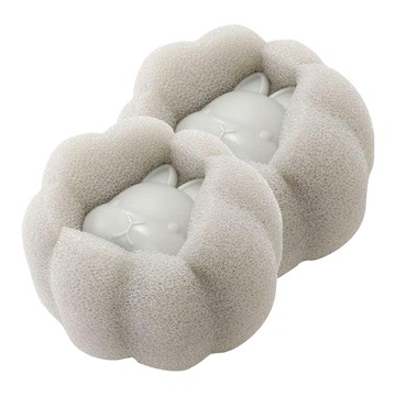 ECHO 洗衣海綿球 吸附毛髮棉絮 保持衣物潔淨 洗衣好幫手  兔子 白色  2個