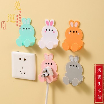 【蝦皮隔日達🔥進店必買🔥】可愛兔子 創意電源線壁挂 免釘掛鉤 多功能掛鉤 插座 掛勾 挂鈎 廚房免釘收納掛鉤 電源線掛鉤