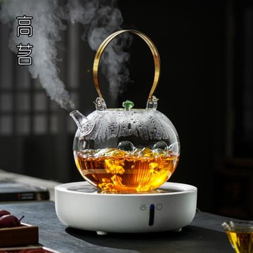 高茗玻璃燒水壺高硼硅耐高溫防爆明火全玻璃一體茶壺電陶爐花茶壺