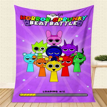 跨境游戲節奏盒子毛毯數碼印花午睡毯法蘭絨蓋毯保暖毛毯廠家直銷