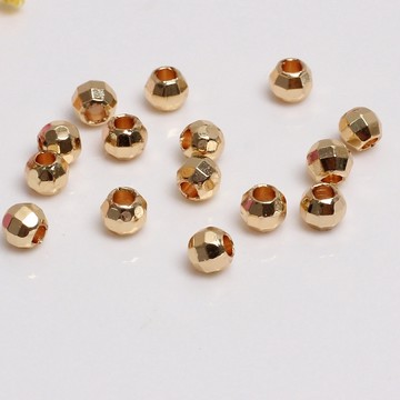宏雲Hongyun-HC 【 100pcs/包】14k包金保色實心鐳射珠 切面隔珠 手鏈項鏈串珠 diy飾品配件材料