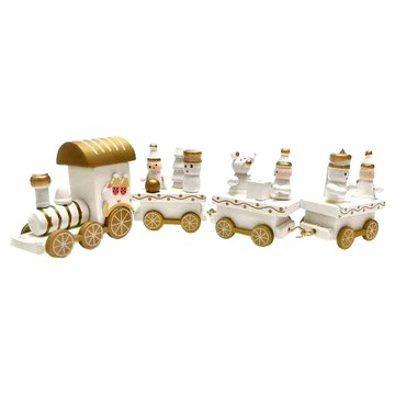 摩達客 木質療癒耶誕小火車擺飾  13 x 13 x 3cm  白色款  1組