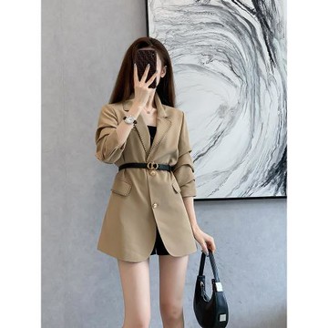 西裝外套女中長款2023新秋冬顯瘦氣質御姐減齡chic設計感西服上衣