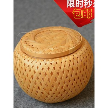 竹編大全收納盒北歐風格手工茶葉罐鏤空普洱茶葉禮盒田園風包裝盒