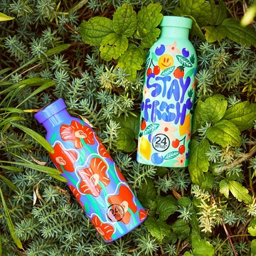 義大利 24Bottles 不鏽鋼雙層保溫瓶 500ml / 綻放系列 - 熱帶夜色綻放